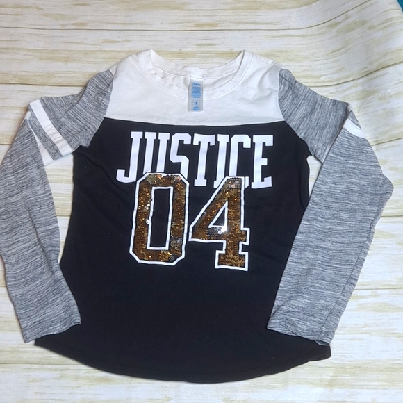 Justice Size 8 Sequin Long Sleeve Top - Picture 1 of 7